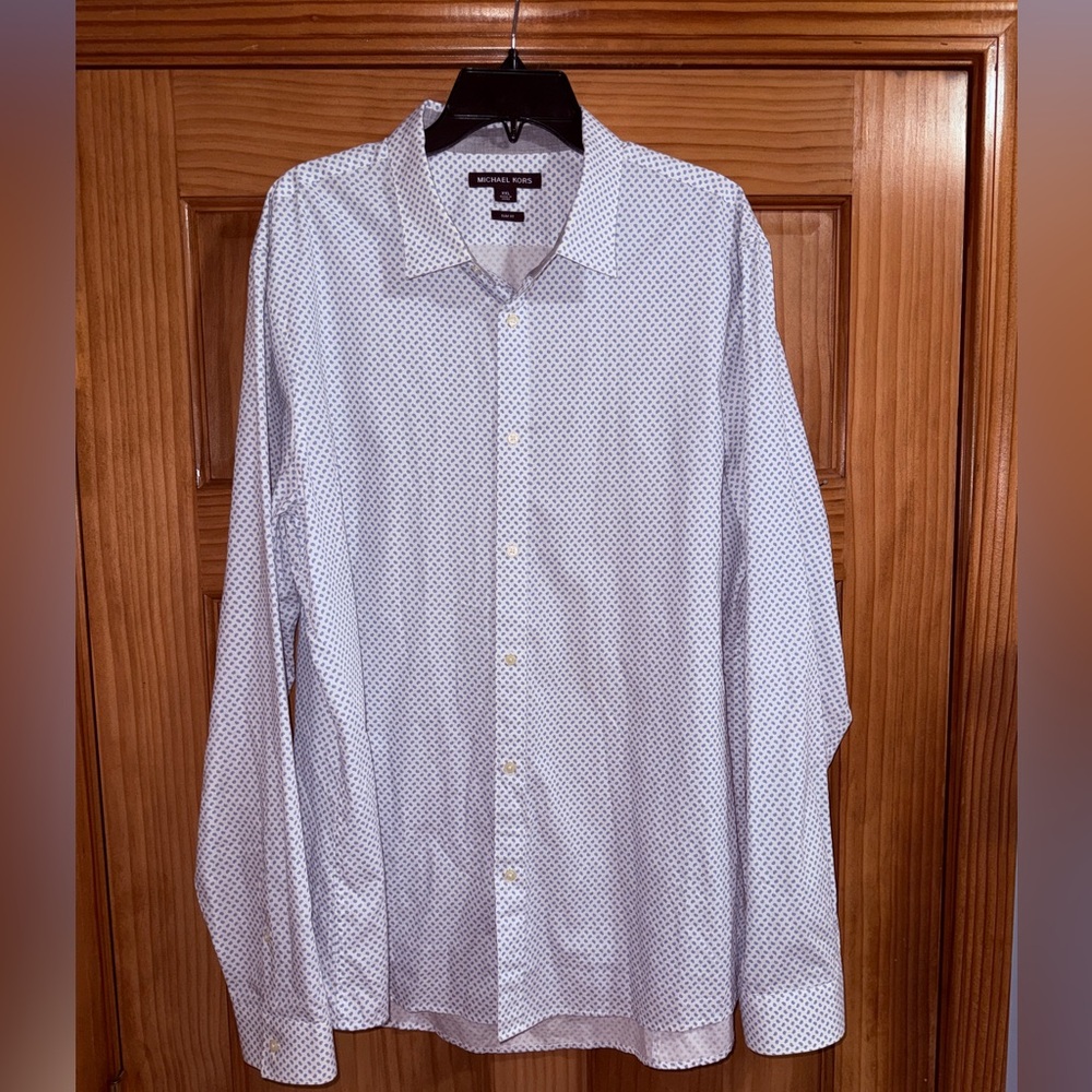 Michael Kors White and Blue Paisley Patterned Shirt-EUC